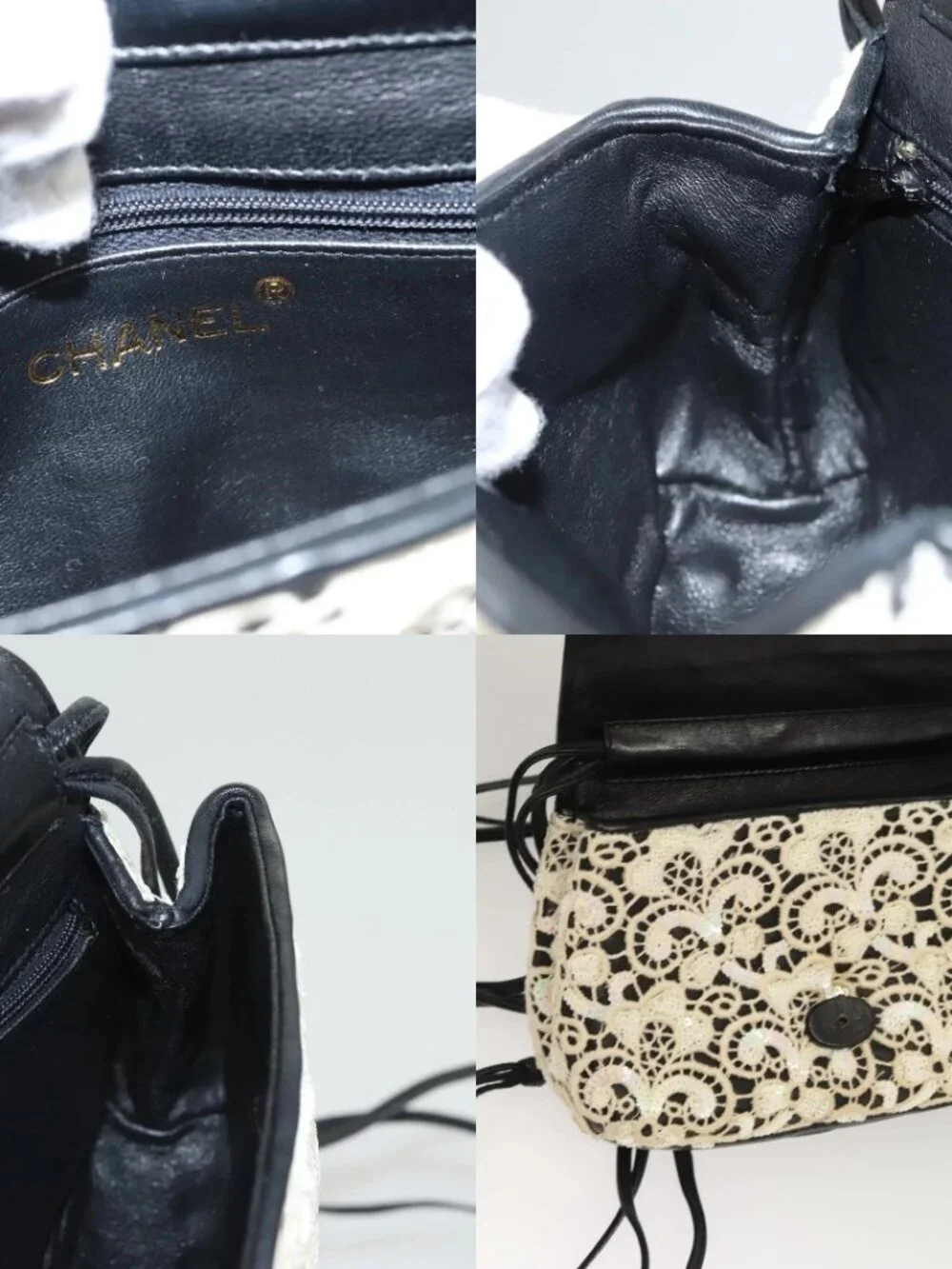 CHANEL Shoulder Bag Lamb Skin White CC Auth 125205